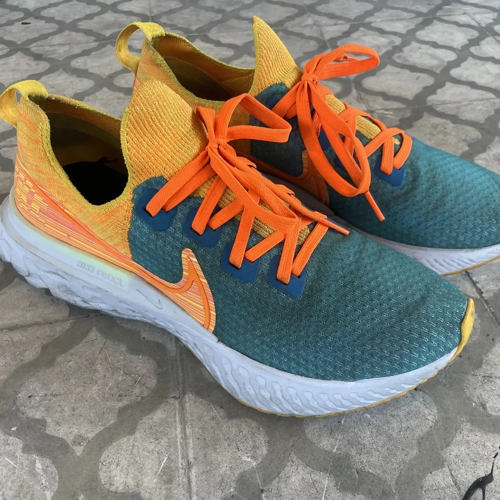 Nike React Infinity Run Flyknit CU1443-481 in Blue and Orange - Picture 1 of 5